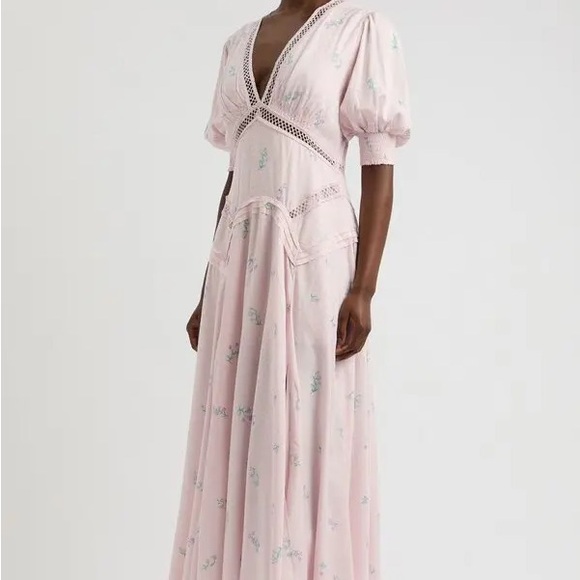 Free People Pink Floral Maxi Dress Size 12 - Picture 7 of 14